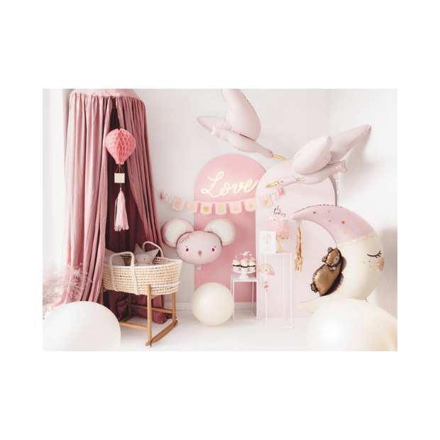 Folienballon Storch hellrosa