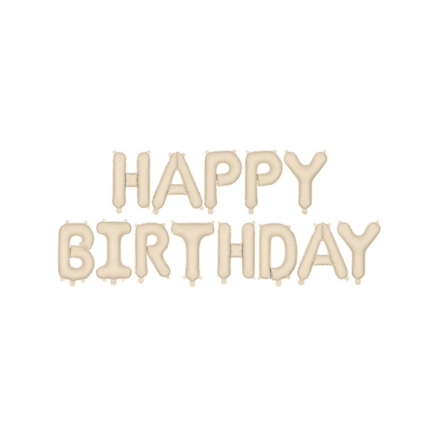 Partydeco Folienballon Happy Birthday beige