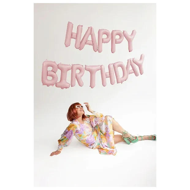 Partydeco Folienballon Happy Birthday rosa
