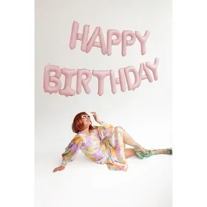Partydeco Folienballon Happy Birthday rosa