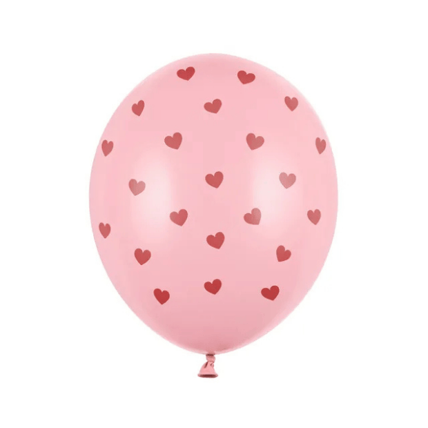 Partydeco Luftballon rote Herzen rosa 6 Stück