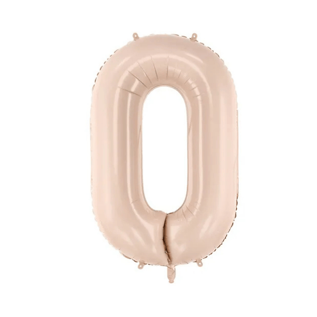 Partydeco Folienballon Zahl 0 beige dunkel