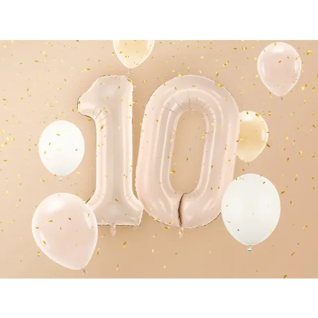 Partydeco Folienballon Zahl 0 beige dunkel
