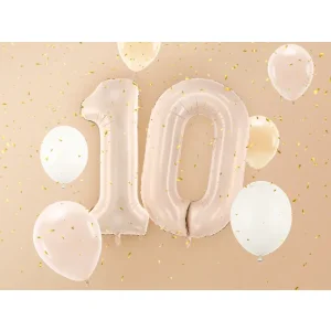 Partydeco Folienballon Zahl 0 beige dunkel
