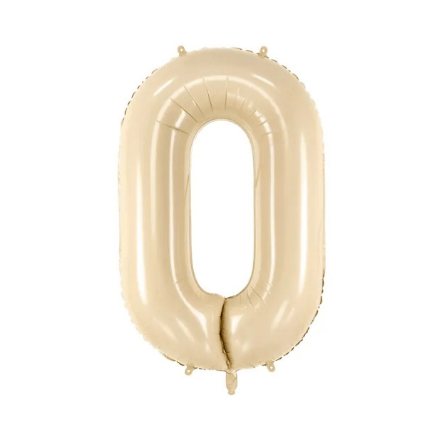 Partydeco Folienballon Zahl 0 beige