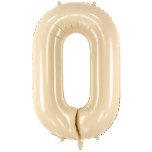 Partydeco Folienballon Zahl 0 beige