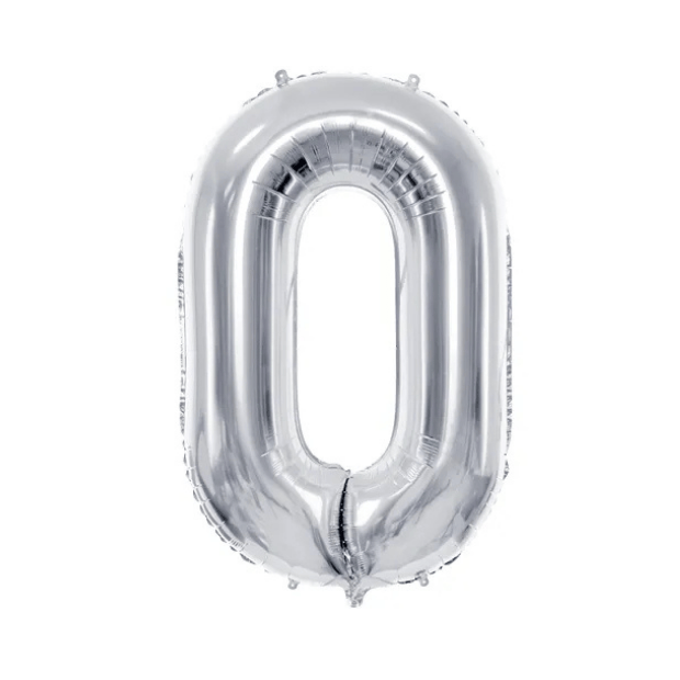 Partydeco Folienballon Zahl 0 silber