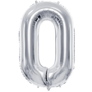 Partydeco Folienballon Zahl 0 silber