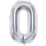Partydeco Folienballon Zahl 0 silber