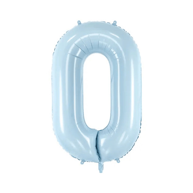 Partydeco Folienballon Zahl 0 hellblau