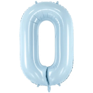 Partydeco Folienballon Zahl 0 hellblau
