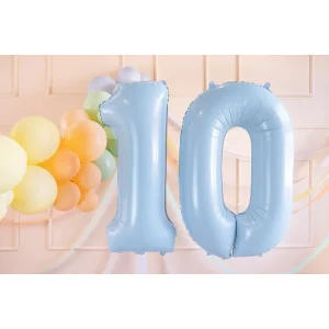 Partydeco Folienballon Zahl 0 hellblau