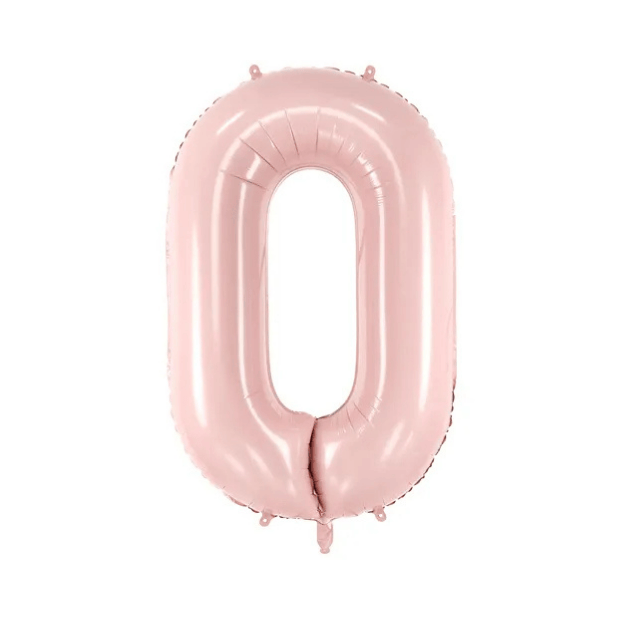 Partydeco Folienballon Zahl 0 hellrosa