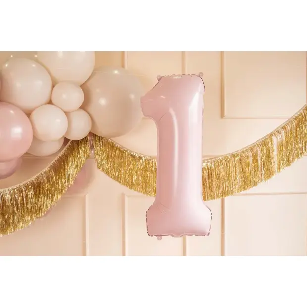 Partydeco Folienballon Zahl 1 hellrosa