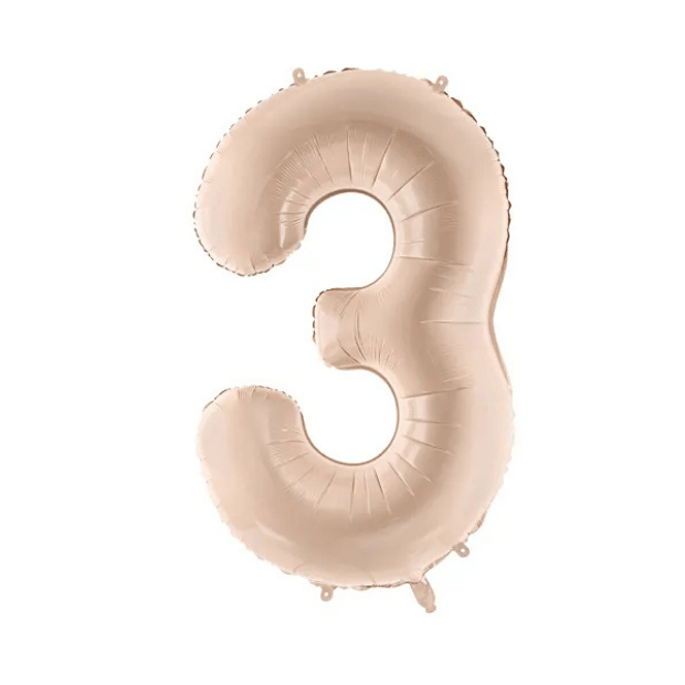 Partydeco Folienballon Zahl 3 beige dunkel