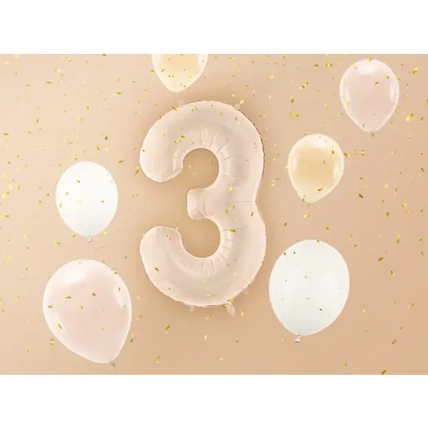 Partydeco Folienballon Zahl 3 beige dunkel