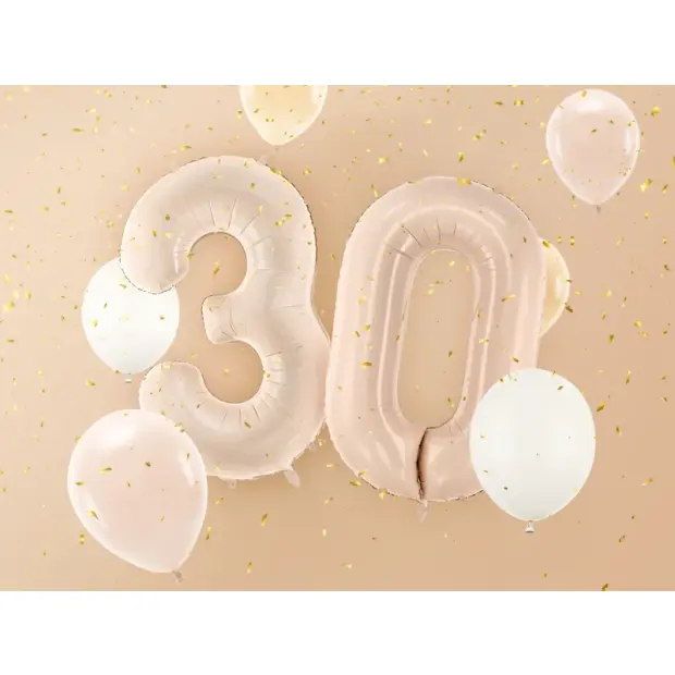Partydeco Folienballon Zahl 3 beige dunkel