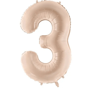 Partydeco Folienballon Zahl 3 beige dunkel