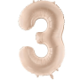 Partydeco Folienballon Zahl 3 beige dunkel