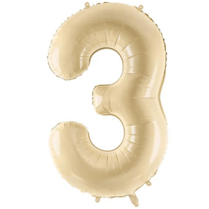 Partydeco Folienballon Zahl 3 beige