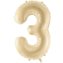 Partydeco Folienballon Zahl 3 beige