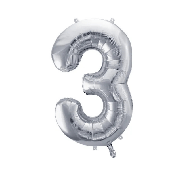 Partydeco Folienballon Zahl 3 silber