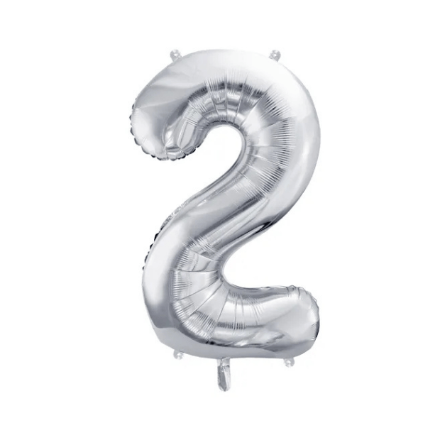 Partydeco Folienballon Zahl 2 silber