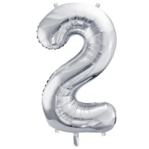 Partydeco Folienballon Zahl 2 silber