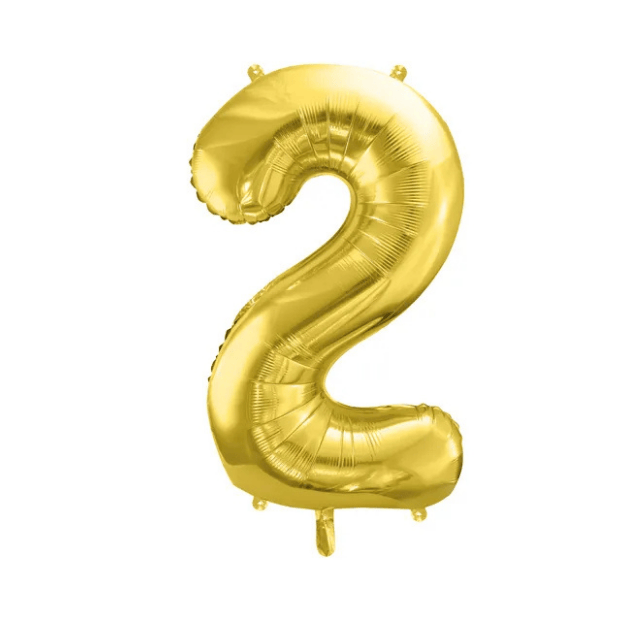 Partydeco Folienballon Zahl 2 gold