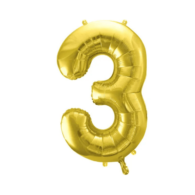 Partydeco Folienballon Zahl 3 gold