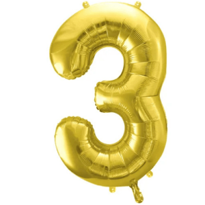 Partydeco Folienballon Zahl 3 gold