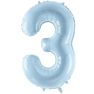 Partydeco Folienballon Zahl 3 hellblau