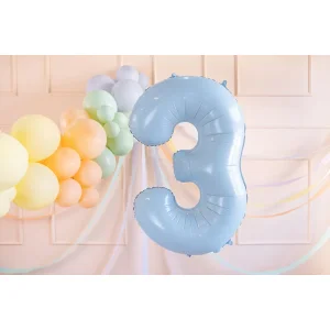 Partydeco Folienballon Zahl 3 hellblau