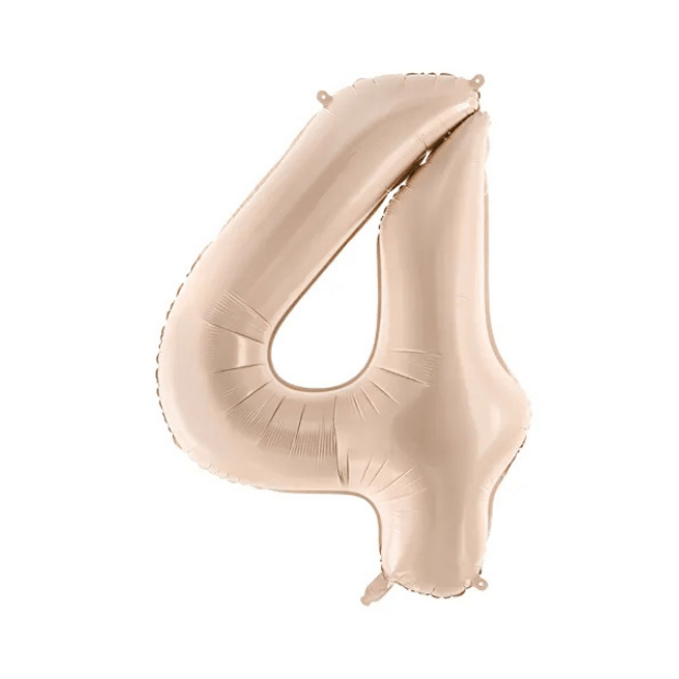 Partydeco Folienballon Zahl 4 beige dunkel