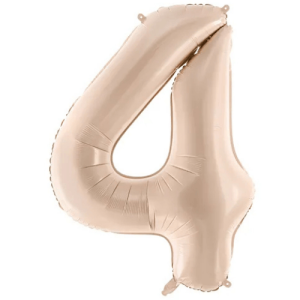 Partydeco Folienballon Zahl 4 beige dunkel