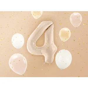 Partydeco Folienballon Zahl 4 beige dunkel