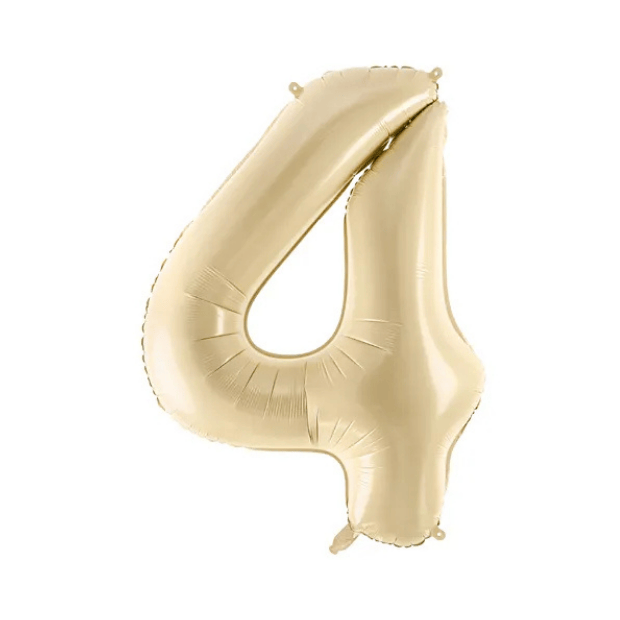 Partydeco Folienballon Zahl 4 beige