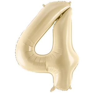 Partydeco Folienballon Zahl 4 beige