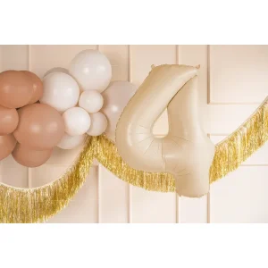Partydeco Folienballon Zahl 4 beige