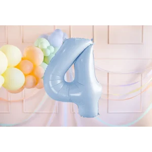 Partydeco Folienballon Zahl 4 hellblau