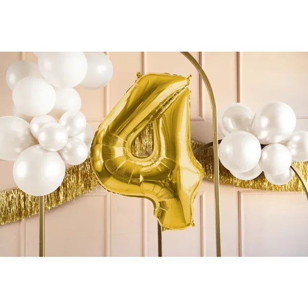 Partydeco Folienballon Zahl 4 gold