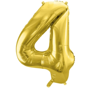 Partydeco Folienballon Zahl 4 gold