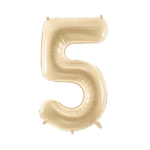 Partydeco Folienballon Zahl 5 beige