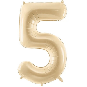 Partydeco Folienballon Zahl 5 beige