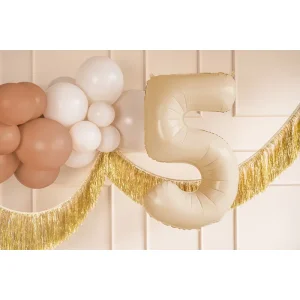Partydeco Folienballon Zahl 5 beige