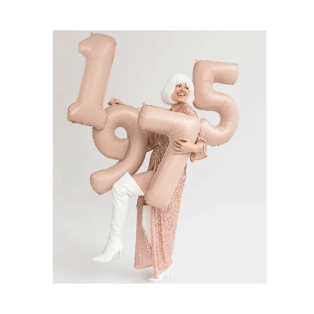 Partydeco Folienballon Zahl 5 beige dunkel