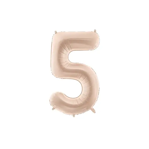 Partydeco Folienballon Zahl 5 beige dunkel