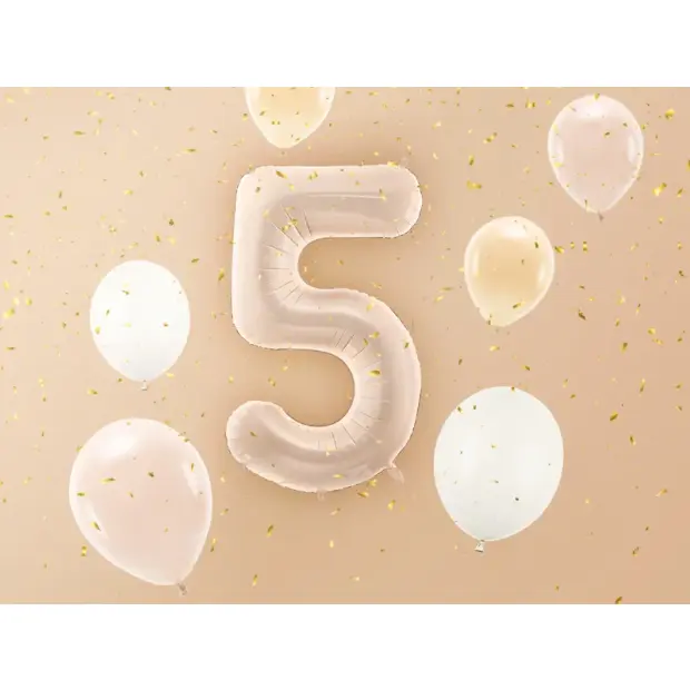 Partydeco Folienballon Zahl 5 beige dunkel