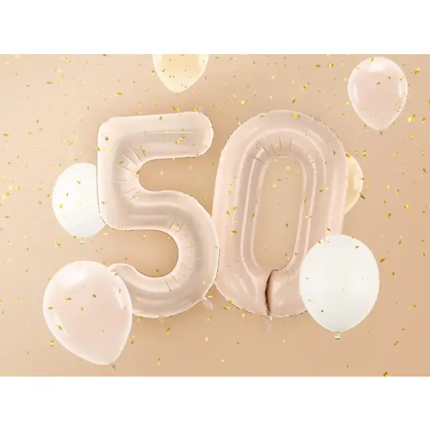 Partydeco Folienballon Zahl 5 beige dunkel