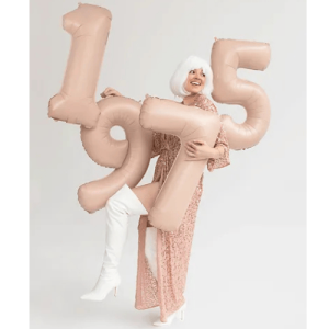Partydeco Folienballon Zahl 5 beige dunkel